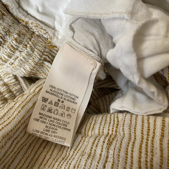 Free People See You Again Smocked Pull on Pants M Cream Striped - Picture 6 of 9